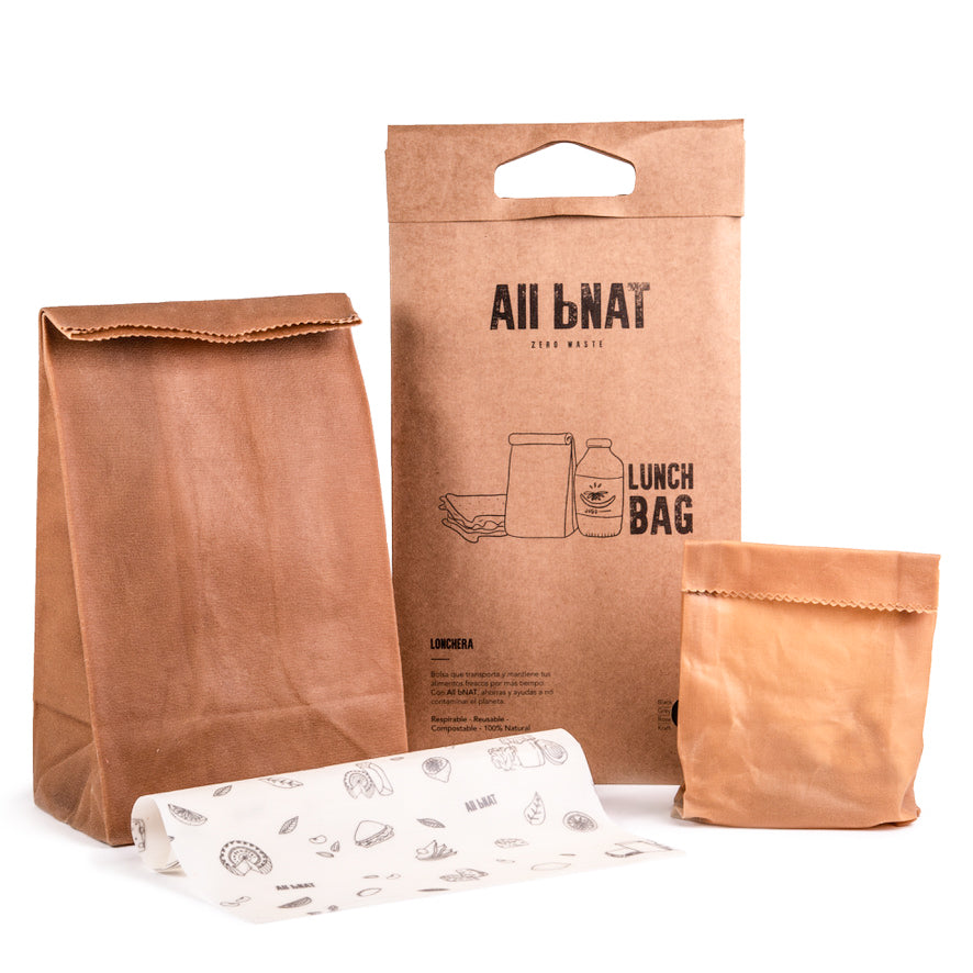 pack ecologico lonchera reutlizable, bolsa ecologica y envoltorio para conservar alimentos 